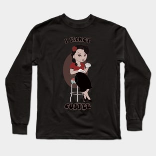 Old Style cartoon pin up - Coffee Long Sleeve T-Shirt